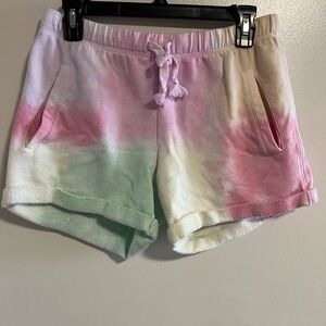 PINK tie dye sweat shorts size small